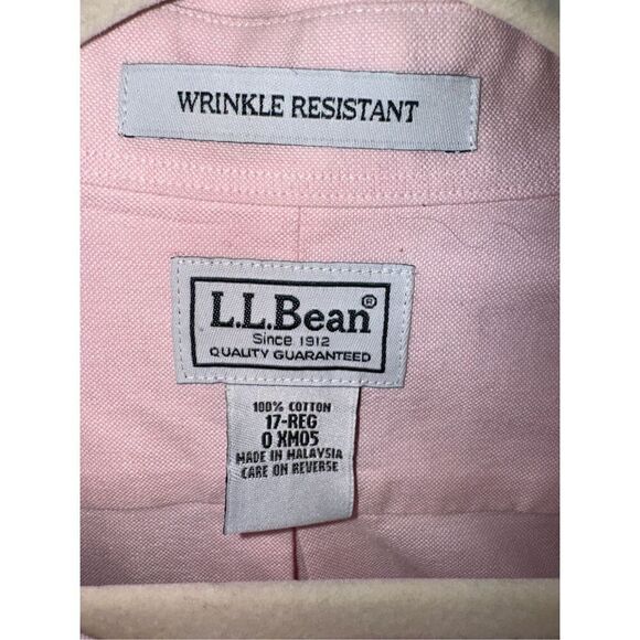 LL Bean Men’s Wrinkle-Resistant Oxford Shirt – Pink – 17 Regular - Picture 3 of 4